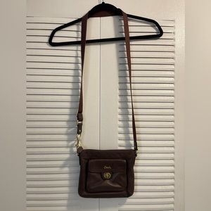 Coach Mini Leather Crossbody - Dark Brown